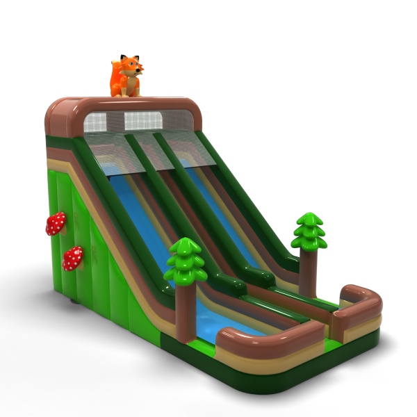 Toboggan gonflable agrandi double sur le thème de la forêt