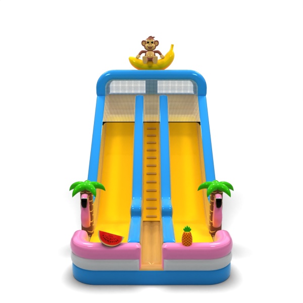 Toboggan gonflable agrandi double sur le thème hawaïen