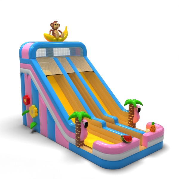 Toboggan gonflable agrandi double sur le thème hawaïen