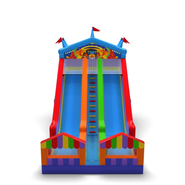 Toboggan gonflable agrandi double sur le thème de la fête foraine