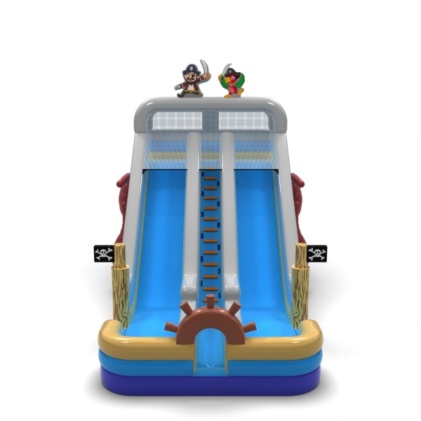 Toboggan gonflable agrandi double sur le thème des pirates