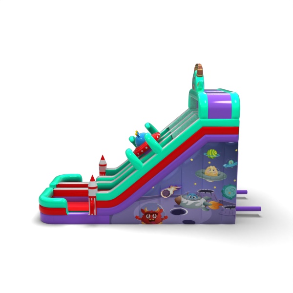 Toboggan gonflable agrandi double sur le thème de l'espace