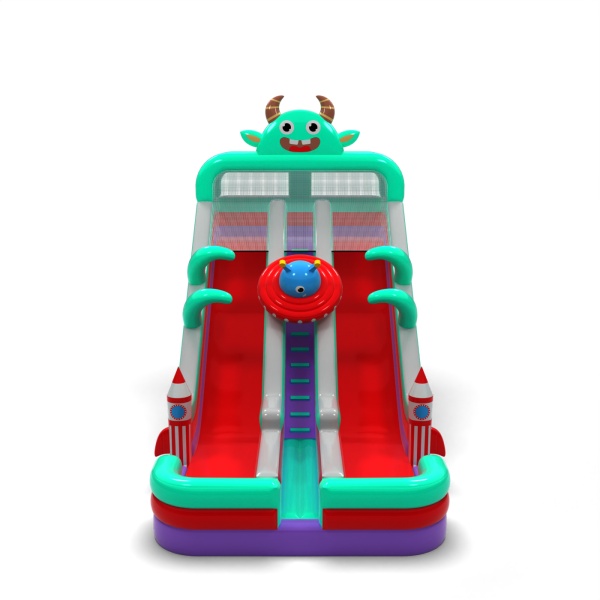 Toboggan gonflable agrandi double sur le thème de l'espace