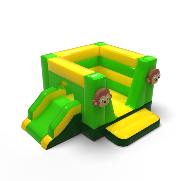 Petit château gonflable fermé avec toboggan - sur le thème de la jungle