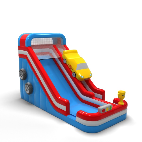 Toboggan gonflable agrandi sur le thème des voitures