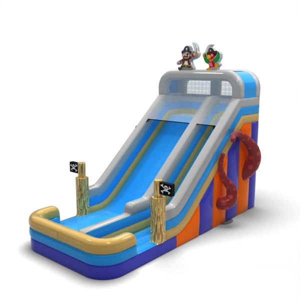 Toboggan gonflable agrandi sur le thème des pirates