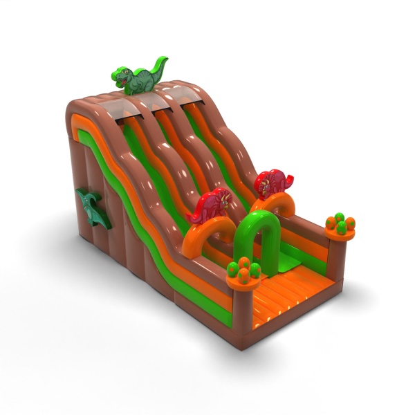 Double toboggan à thème dinosaures