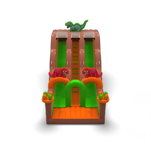 Double toboggan à thème dinosaures