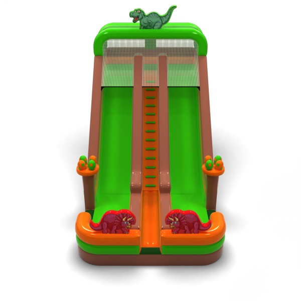 Toboggan gonflable agrandi double sur le thème des dinosaures