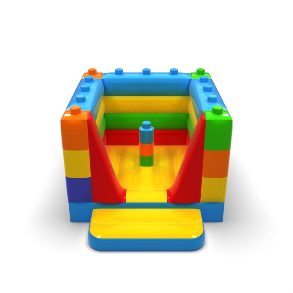 Petit château gonflable fermé - sur le thème des blocs colorés