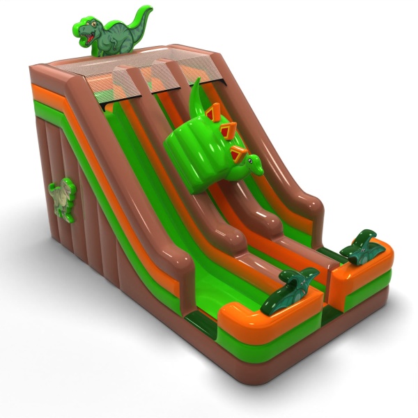 Double toboggan à thème dinosaures