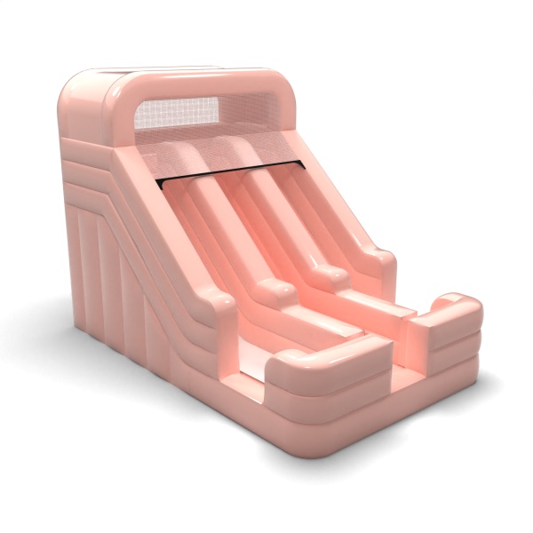 Toboggan gonflable double mini - rose pastel