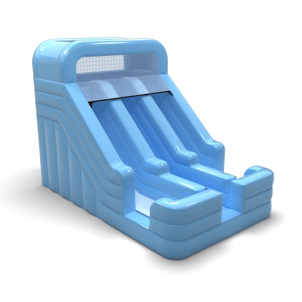 Toboggan gonflable double mini - bleu pastel