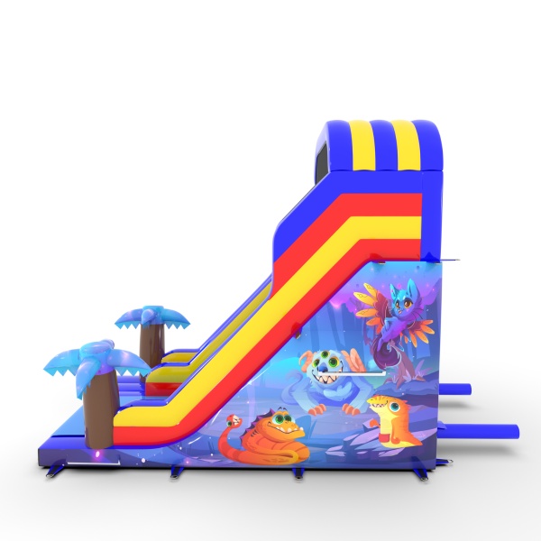 Toboggan gonflable avec imprimé sur le thème du royaume magique