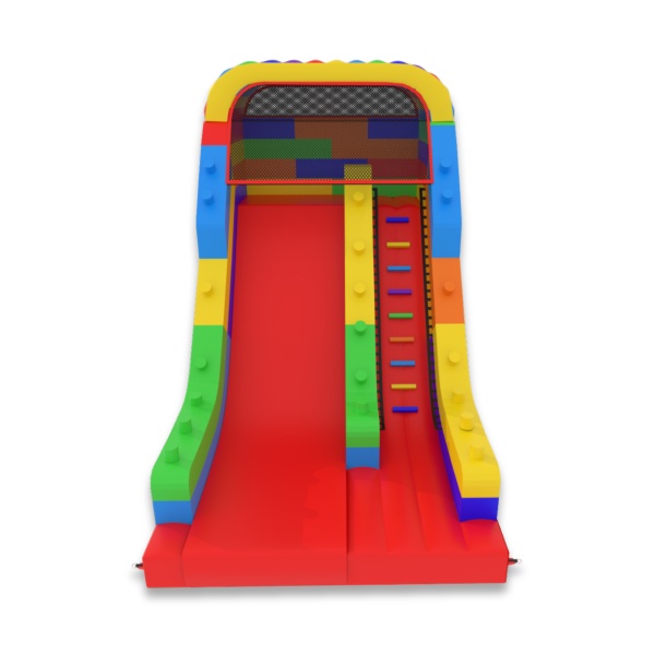 Toboggan gonflable avec imprimé sur le thème des blocs colorés