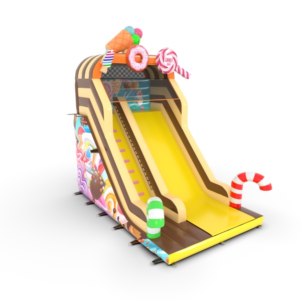 Toboggan gonflable avec imprimé sur le thème des bonbons