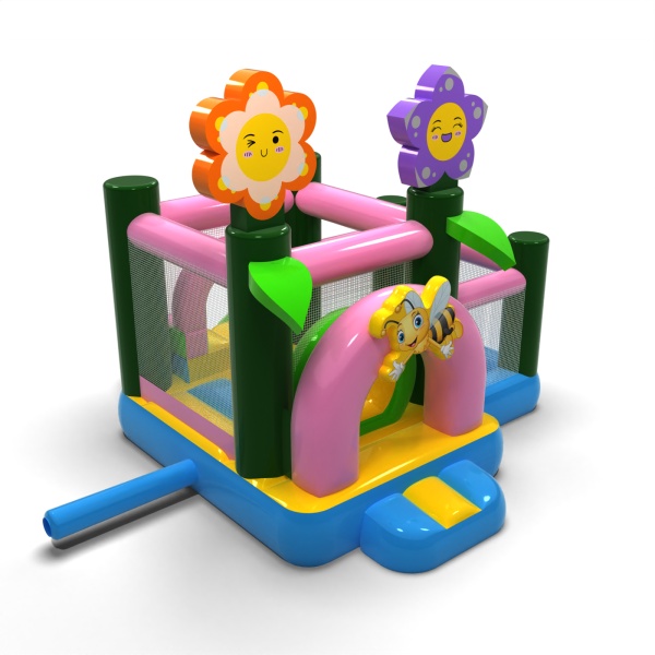 Petit château gonflable avec piscine à balles sèche pour enfants - printanier