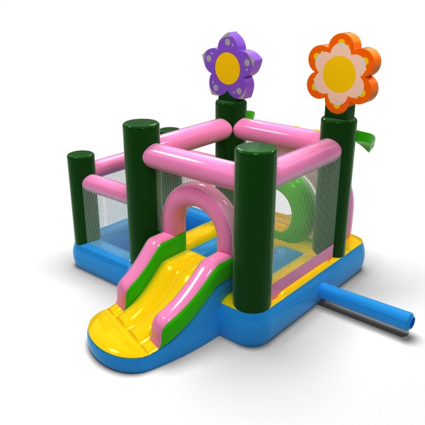 Petit château gonflable avec piscine à balles sèche pour enfants - printanier