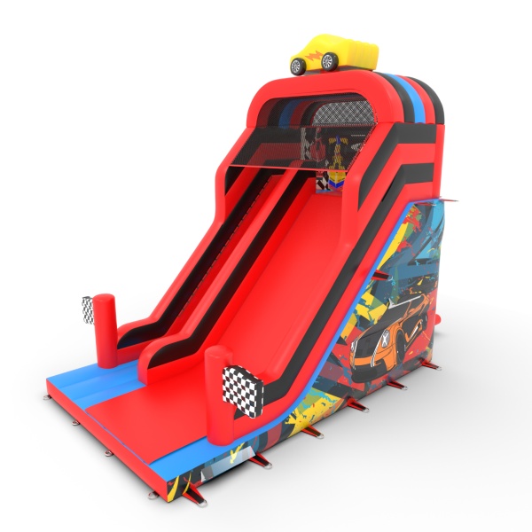 Toboggan gonflable avec imprimé sur le thème des voitures