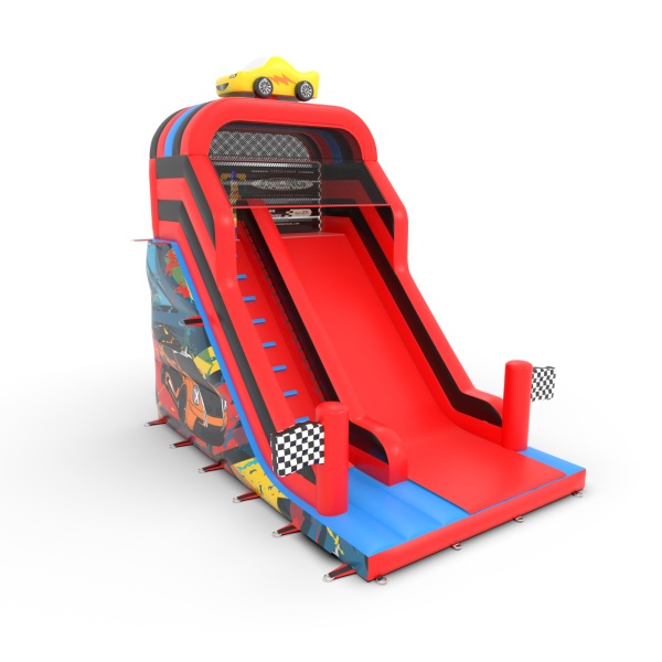 Toboggan gonflable avec imprimé sur le thème des voitures