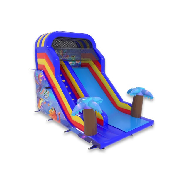 Toboggan gonflable avec un imprimé royaume magique