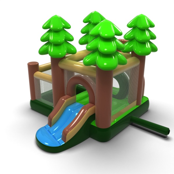 Petit château gonflable avec piscine à balles sèche pour enfants - forestier