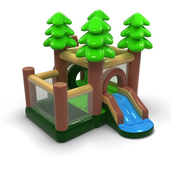 Petit château gonflable avec piscine à balles sèche pour enfants - forestier