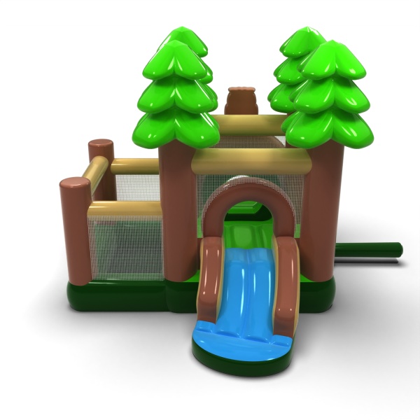 Petit château gonflable avec piscine à balles sèche pour enfants - forestier