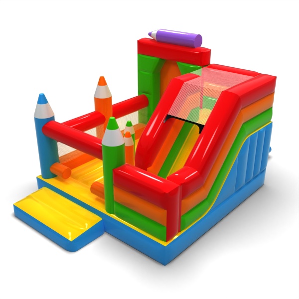 Gonflable avec toboggan - combo crayons