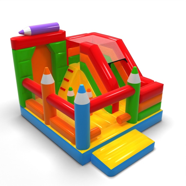 Gonflable avec toboggan - combo crayons