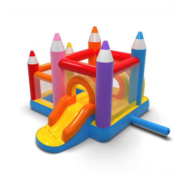 Petit château gonflable avec piscine à balles sèche pour enfants - crayons