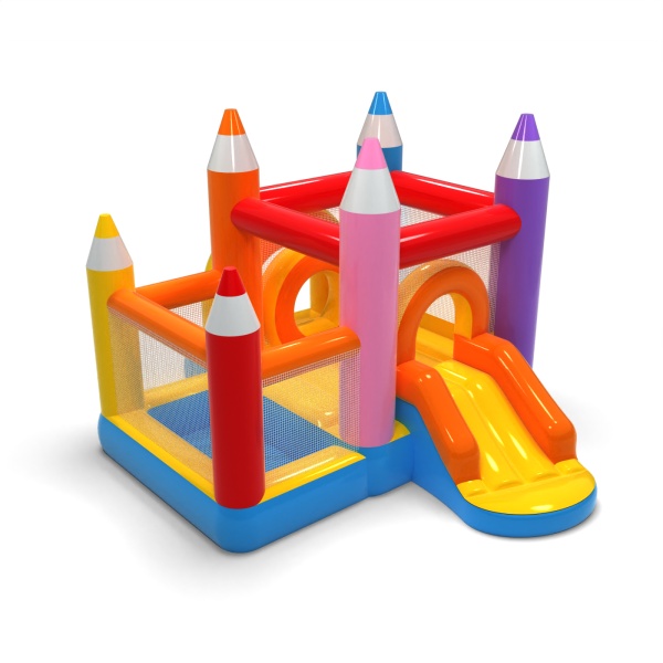 Petit château gonflable avec piscine à balles sèche pour enfants - crayons