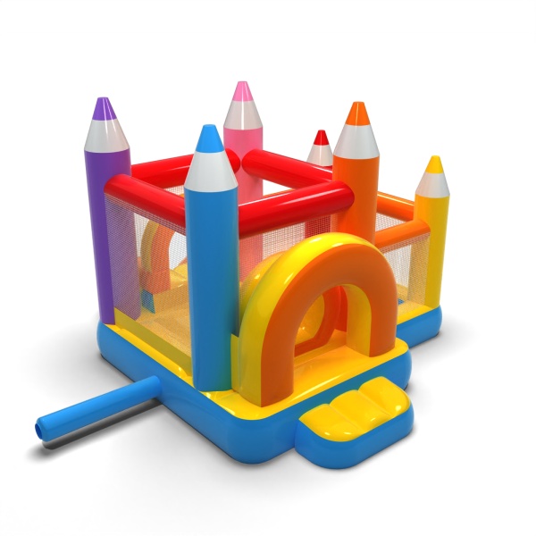 Petit château gonflable avec piscine à balles sèche pour enfants - crayons