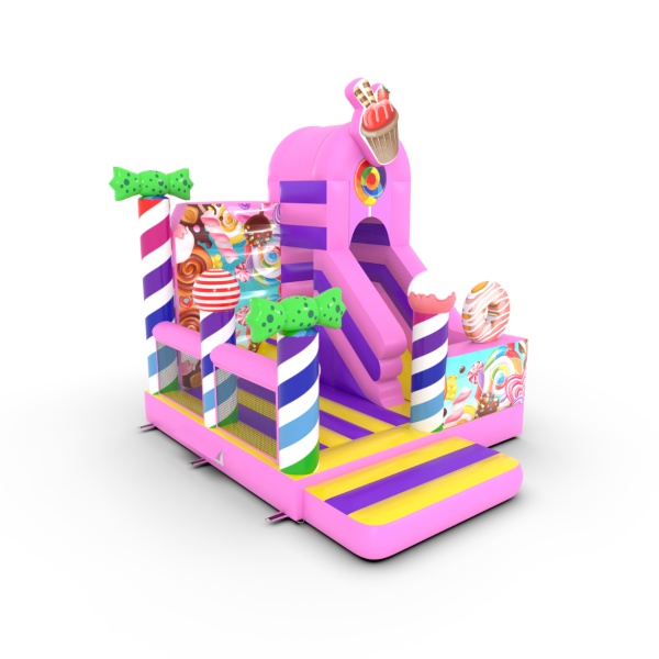 Gonflable avec toboggan combo avec imprimé - Bonbons