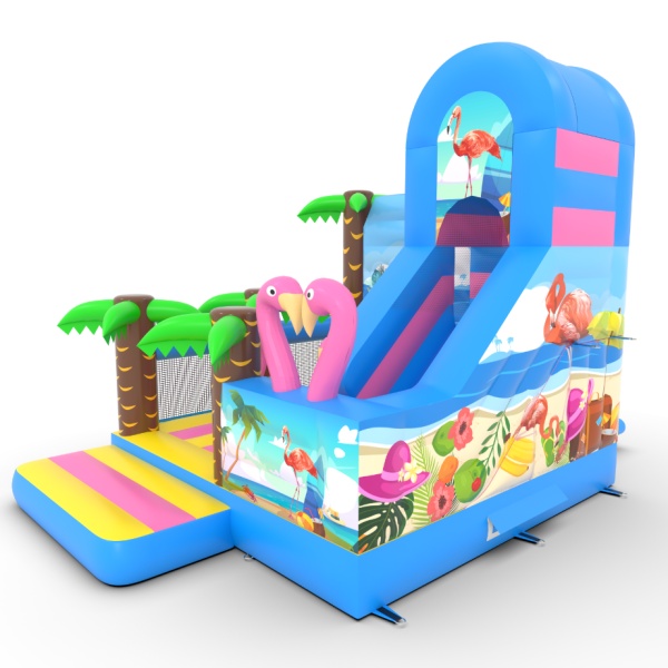 Gonflable avec toboggan combo avec imprimé hawaïen