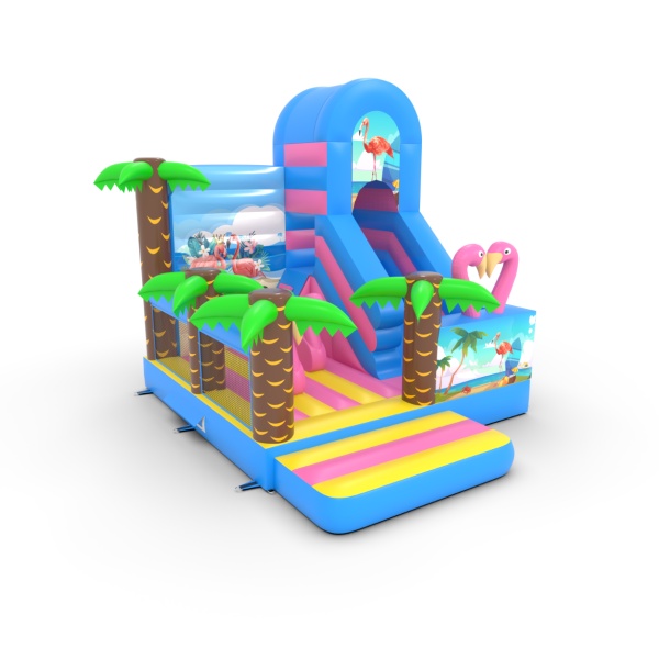 Gonflable avec toboggan combo avec imprimé hawaïen