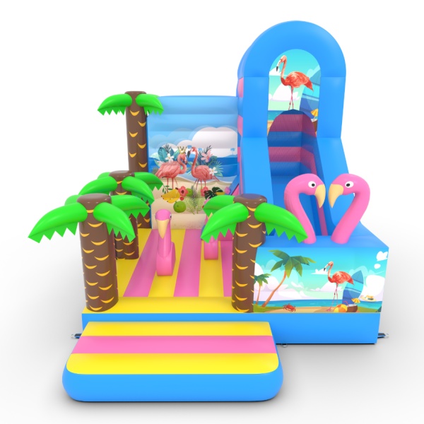 Gonflable avec toboggan combo avec imprimé hawaïen