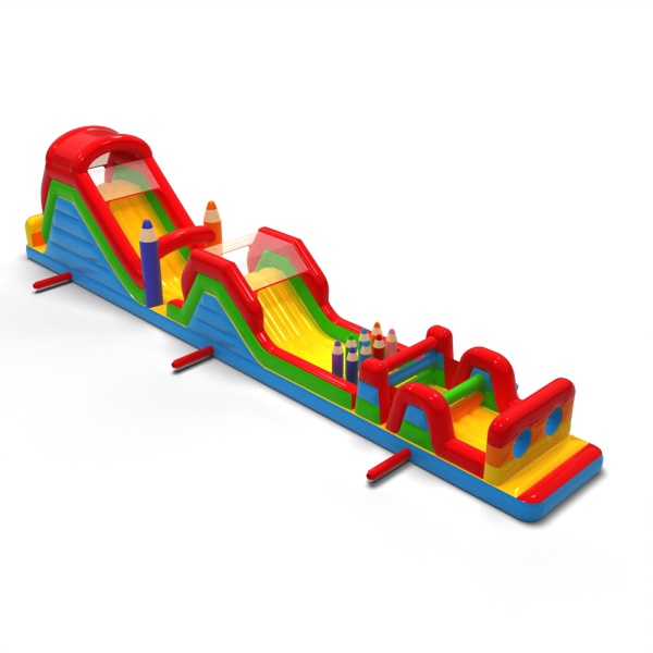 Parcours d'obstacles gonflable Crayons - 20 m