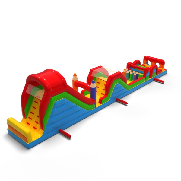 Parcours d'obstacles gonflable Crayons - 20 m