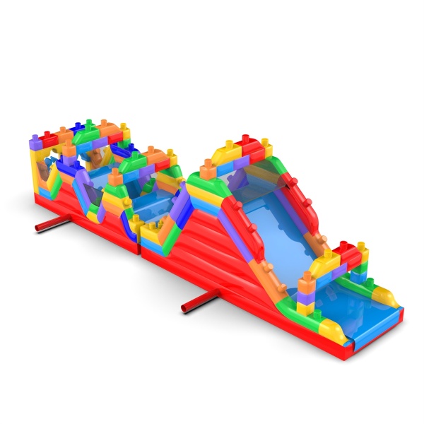 Parcours d'obstacles gonflable Blocs colorés - 15 m