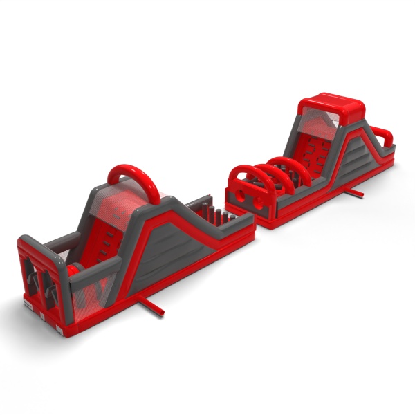 Parcours d'obstacles gonflable CrashKader Rouge - 22,5 m