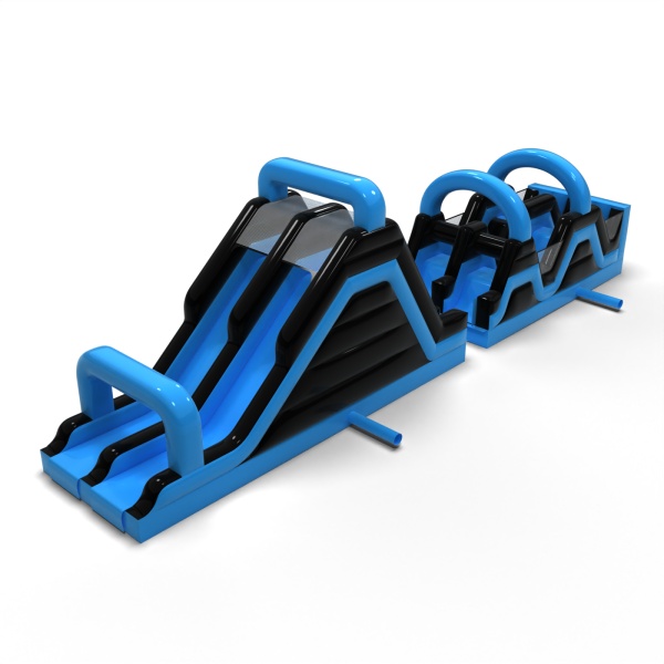 Parcours d'obstacles gonflable Race Bleu - 15 m