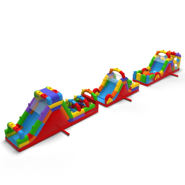 Parcours d'obstacles gonflable Blocs colorés - 30 m