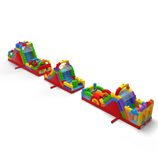Parcours d'obstacles gonflable Blocs colorés - 30 m