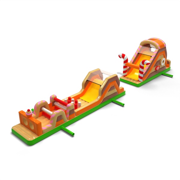 Parcours d'obstacles gonflable Bonbons - 20 m