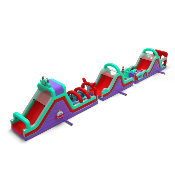 Parcours d'obstacles gonflable Cosmique Long - 30 m