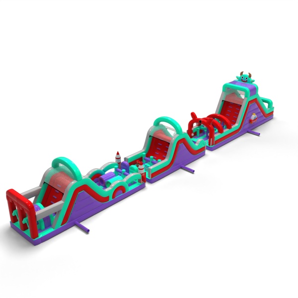 Parcours d'obstacles gonflable Cosmique Long - 30 m