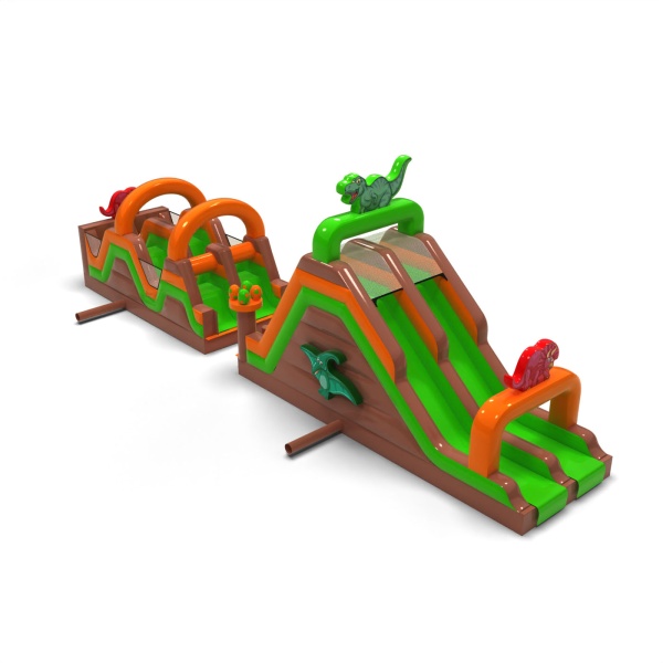 Parcours d'obstacles gonflable Dino - 15 m