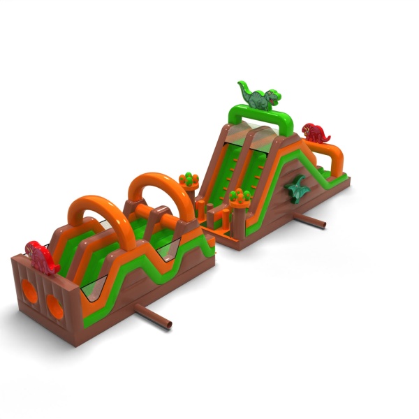 Parcours d'obstacles gonflable Dino - 15 m
