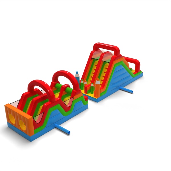Parcours d'obstacles gonflable crayons - 15 m
